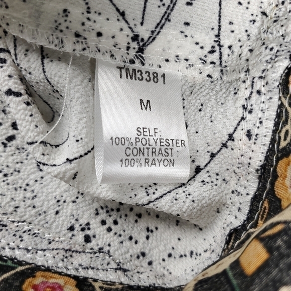 New THML Anthropologie White Blk Boho Yellow Top M - Picture 2 of 12